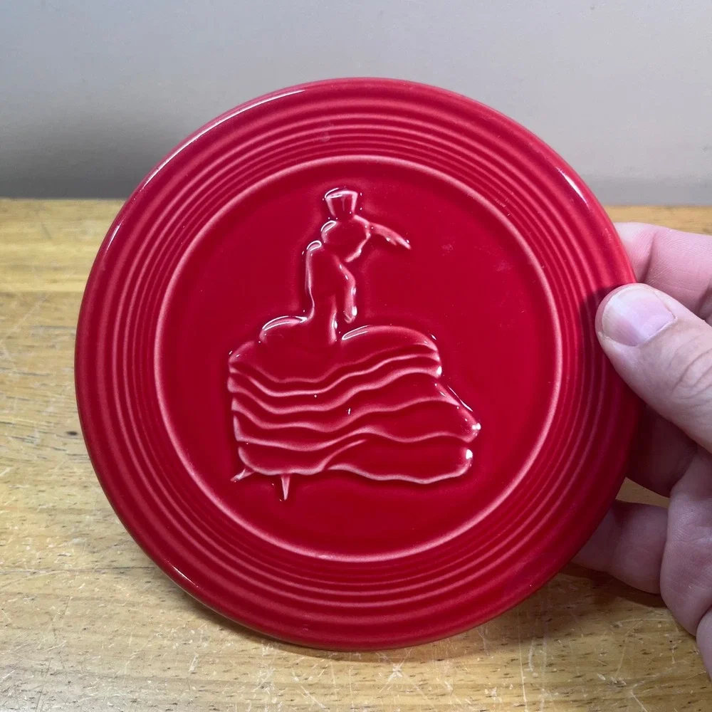 Vtg Homer Laughlin Fiesta Scarlet Red Dancing Lady Trivet 6